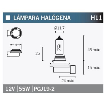 LAMPARA HALOGENA H11 12V/55W 14637